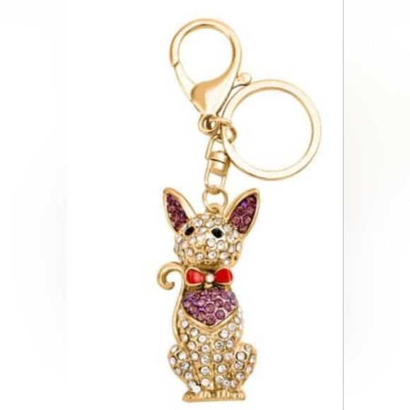 Austrian Crystal Cat Keychain - Picture 1 of 10